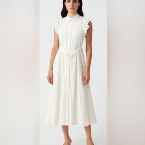 Anthropologie Maeve White Button-Up Maxi Dress
